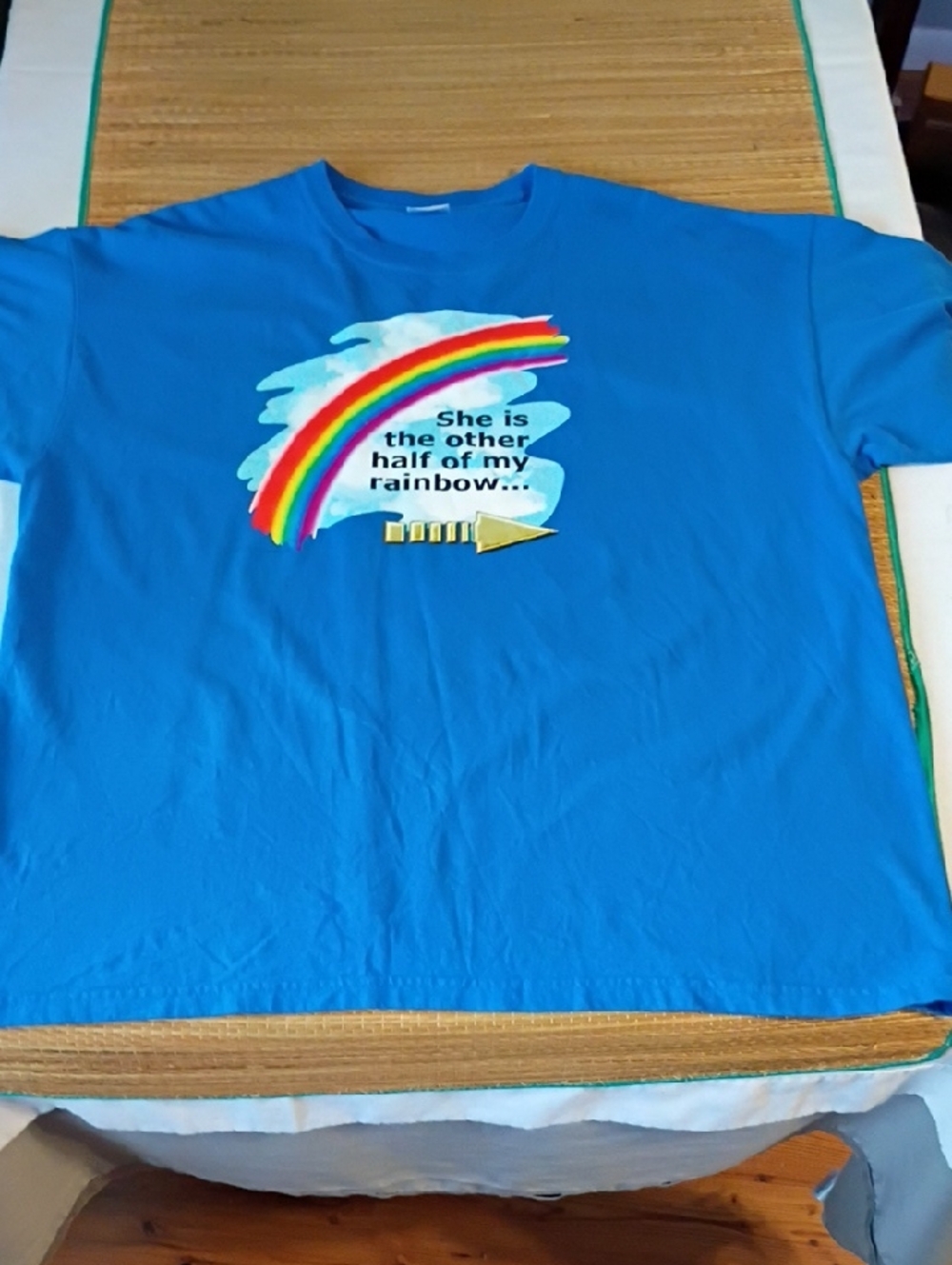 Blue Pride Rainbow Graphic Tee - She is the Other Half of My Rainbow